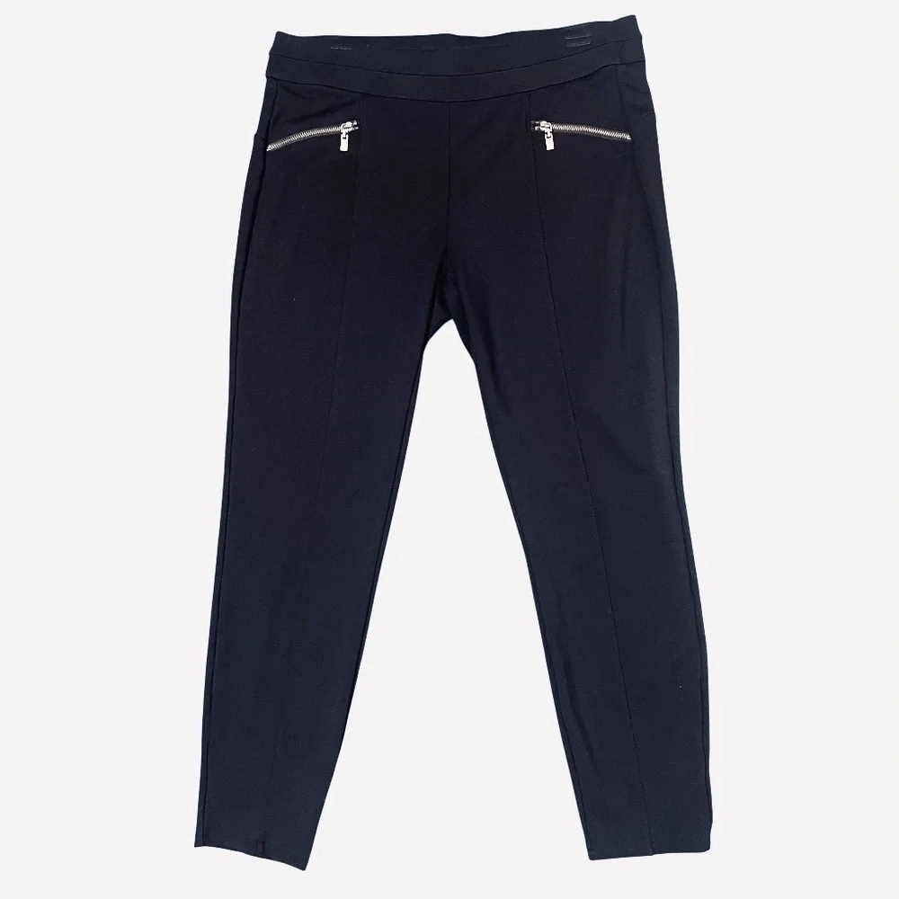 Maurice’s Black Skinny Ankle Pull On Pants Leggings Zipper‎ Detailing Sz M Short - Picture 5 of 14